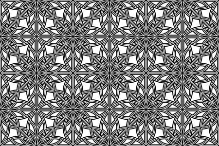 Flower geometric pattern. Seamless vector background. White and black ornament. Ornament for fabric, wallpaper, packaging, Decorative printのイラスト素材