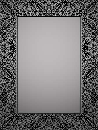 Decorative frame Elegant vector element for design in Eastern style, place for text. Floral black border. Lace illustration for invitations and greeting cardsのイラスト素材