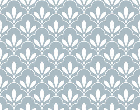 Flower geometric pattern. Seamless background. White and blue ornament. Ornament for fabric, wallpaper, packaging. Decorative print