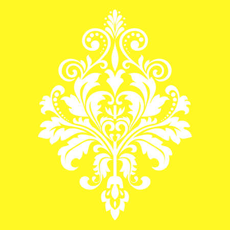 Damask graphic ornament. Floral design element. Yellow patternの写真素材