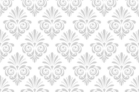 Wallpaper in the style of Baroque. Seamless vector background. White and grey floral ornament. Graphic pattern for fabric, wallpaper, packaging. Ornate Damask flower ornament.のイラスト素材