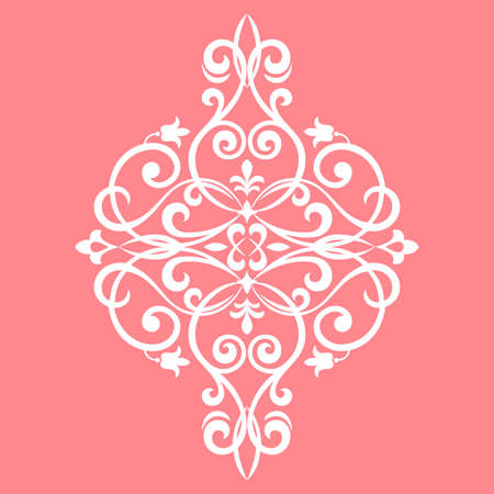Damask graphic ornament. Floral design element. Pink vector patternのイラスト素材