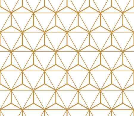 The geometric pattern with lines. Seamless background. White and gold texture. Graphic modern pattern. Simple lattice graphic designの写真素材