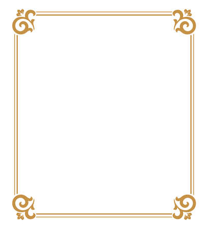 Decorative frame Elegant element for design in Eastern style, place for text. Floral golden border. Lace illustration for invitations and greeting cards.の写真素材