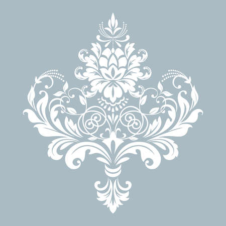 Damask graphic ornament. Floral design element. Blue patternの写真素材