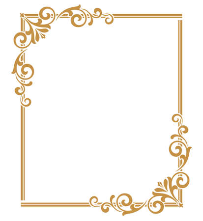 Decorative frame Elegant element for design in Eastern style, place for text. Floral golden border. Lace illustration for invitations and greeting cards.の写真素材