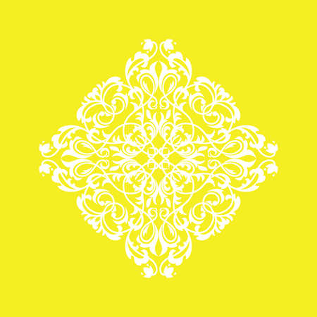 Damask graphic ornament. Floral design element. Yellow vector patternのイラスト素材