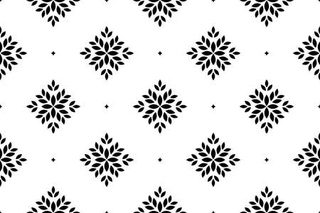 Flower geometric pattern. Seamless vector background. White and black ornament