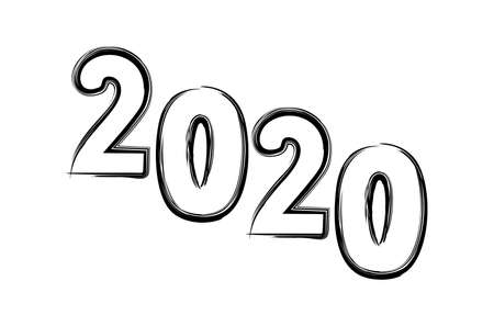 New Year vector illustration. 2020 year. Simple design of black numbers on a white background.