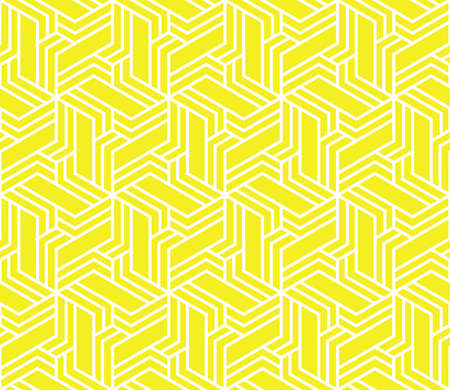 Abstract geometric pattern with stripes, lines. Seamless vector background. White and yellow ornament. Simple lattice graphic designのイラスト素材