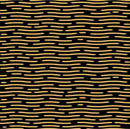 The geometric pattern with wavy lines. Seamless vector background. Gold and black texture. Simple lattice graphic designのイラスト素材