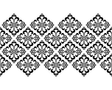 Wallpaper in the style of Baroque. Seamless vector background. White and black floral ornament. Graphic pattern for fabric, wallpaper, packaging. Ornate Damask flower ornamentのイラスト素材
