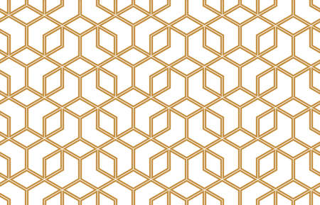 The geometric pattern with lines. Seamless background. White and gold texture. Graphic modern pattern. Simple lattice graphic designの写真素材