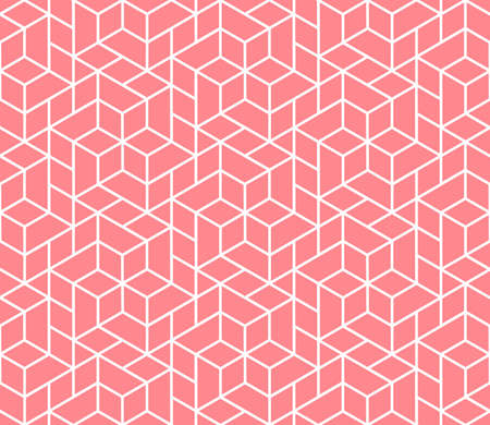 The geometric pattern with lines. Seamless background. White and pink texture. Graphic modern pattern. Simple lattice graphic designの写真素材