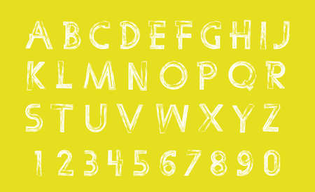 Yellow and white glittering letters in brush hand painted style. Vector graphic.のイラスト素材