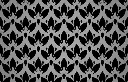 Flower geometric pattern. Seamless vector background. Black and grey ornamentのイラスト素材