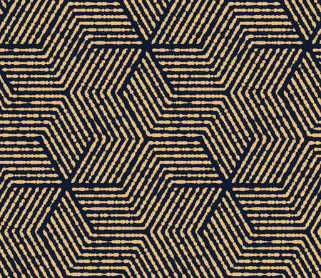 Abstract geometric pattern with stripes, lines. Seamless vector background. Gold and dark blue...