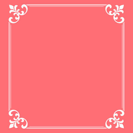 Decorative frame Elegant vector element for design in Eastern style, place for text. Floral pink and white border. Lace illustration for invitations and greeting cardsのイラスト素材