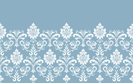 Wallpaper in the style of Baroque. Modern vector background. White and blue floral ornament. Graphic pattern for fabric, wallpaper, packaging. Ornate Damask flower ornamentのイラスト素材