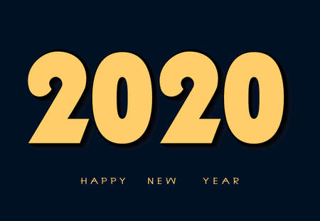 New Year illustration. 2020 year. Simple design of gold numbers on a dark blue background.の写真素材