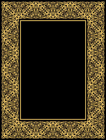 Decorative frame Elegant vector element for design in Eastern style, place for text. Floral golden border. Lace illustration for invitations and greeting cards.のイラスト素材