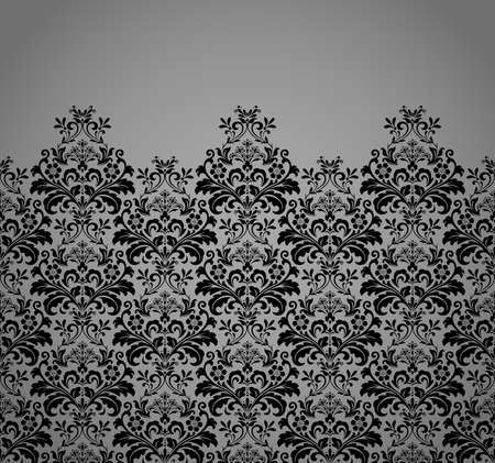 Wallpaper in the style of Baroque. Modern vector background. Black and gray floral ornament.  Ornate Damask flower ornamentのイラスト素材