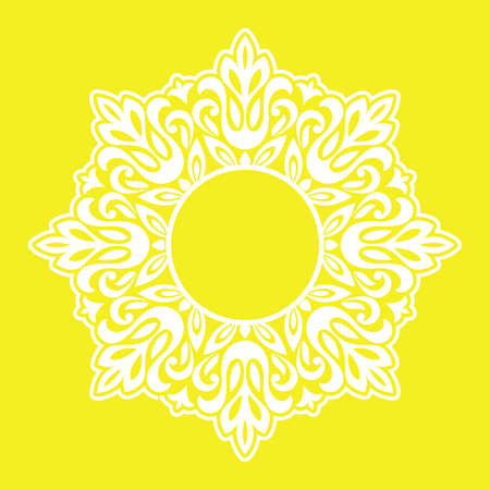 Decorative frame Elegant vector element for design in Eastern style, place for text. Floral yellow border. Lace illustration for invitations and greeting cardsのイラスト素材