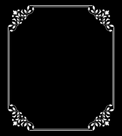 Decorative frame Elegant vector element for design in Eastern style, place for text. Floral black and white border. Lace illustration for invitations and greeting cardsのイラスト素材