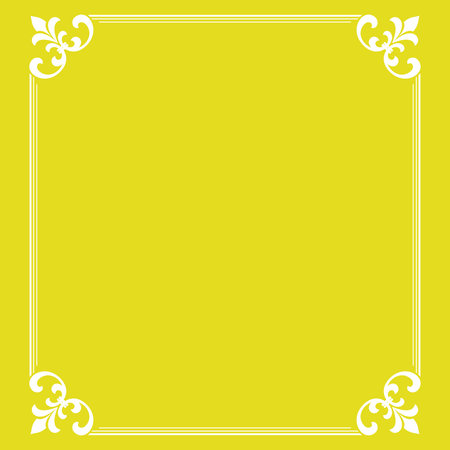 Decorative frame Elegant vector element for design in Eastern style, place for text. Floral yellow and white border. Lace illustration for invitations and greeting cardsのイラスト素材