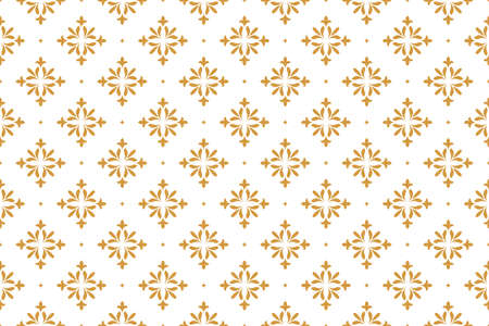 Flower geometric pattern. Seamless vector background. White and gold ornament