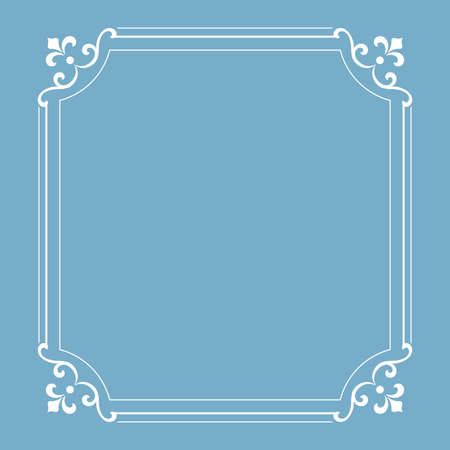 Decorative frame Elegant vector element for design in Eastern style, place for text. Floral blue and white border. Lace illustration for invitations and greeting cardsのイラスト素材