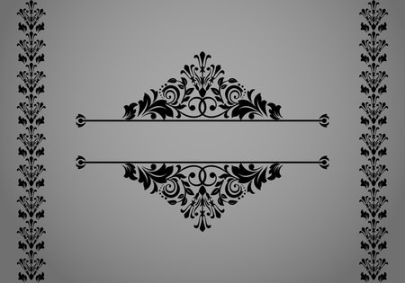 Vintage black element. Graphic vector design. Damask graphic ornamentのイラスト素材