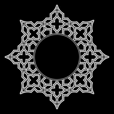Decorative frame Elegant vector element for design in Eastern style, place for text. Gray and black border. Lace illustration for invitations and greeting cardsのイラスト素材