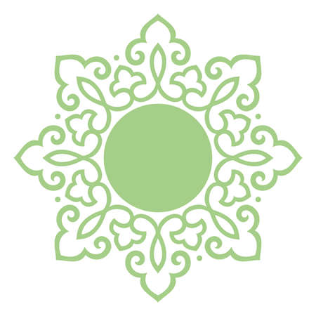 Decorative frame Elegant vector element for design in Eastern style, place for text. Floral green and white border. Lace illustration for invitations and greeting cardsのイラスト素材