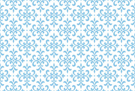 Flower geometric pattern. Seamless vector background. White and blue ornamentのイラスト素材