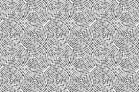 The geometric pattern with wavy lines. Seamless vector background. White and black texture. Simple lattice graphic designのイラスト素材