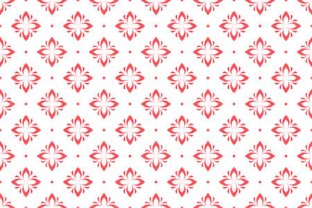 Flower geometric pattern. Seamless vector background. White and pink ornament. Ornament for fabric,...