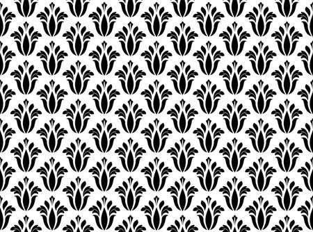 Flower geometric pattern. Seamless vector background. White and black ornamentのイラスト素材