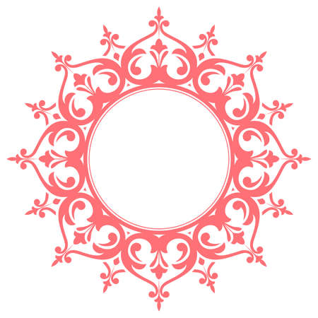 Decorative frame Elegant vector element for design in Eastern style, place for text. Floral pink and white border. Lace illustration for invitations and greeting cardsのイラスト素材