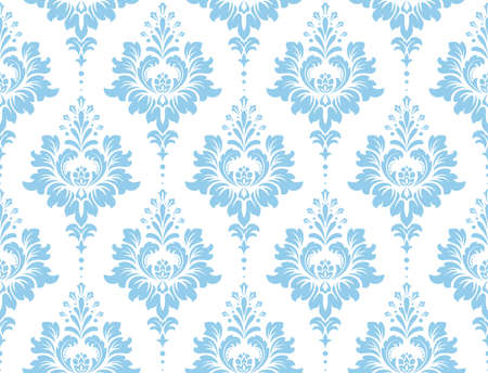 Wallpaper in the style of Baroque. Seamless vector background. White and blue floral ornament. Graphic pattern for fabric, wallpaper, packaging. Ornate Damask flower ornamentのイラスト素材