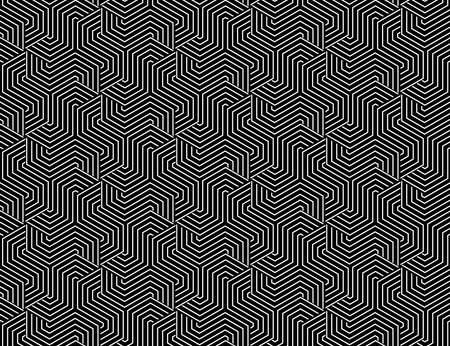 Abstract geometric pattern with stripes, lines. Seamless vector background. White and black ornament. Simple lattice graphic designのイラスト素材