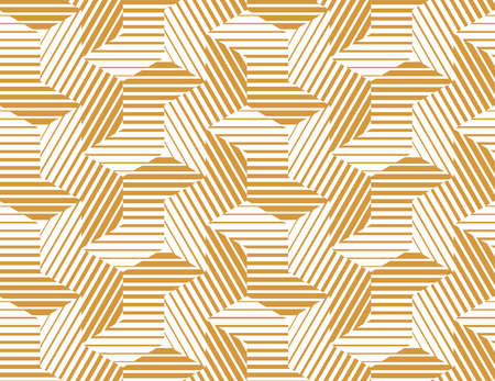 Abstract geometric pattern with stripes, lines. Seamless background. White and gold ornament. Simple...