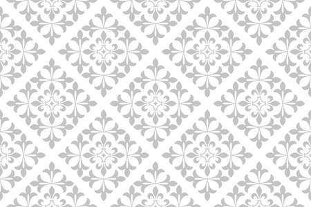 Flower geometric pattern. Seamless vector background. White and gray ornament.のイラスト素材