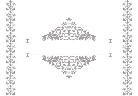 Vintage gray and white element. Graphic vector design. Damask graphic ornamentのイラスト素材