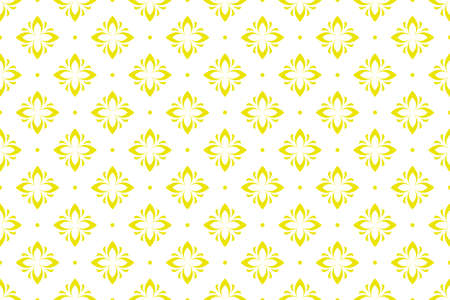 Flower geometric pattern. Seamless vector background. White and yellow ornamentのイラスト素材