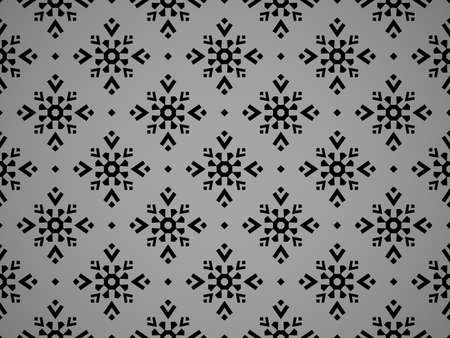 Abstract geometric pattern with lines, snowflakes. A seamless background. Gray and black texture. Graphic modern patternの写真素材