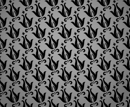 Flower geometric pattern. Seamless vector background. Black and gray ornamentのイラスト素材