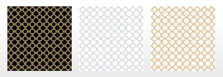 Set of abstract geometry patterns in Arabian style. Seamless vector background. Colored graphic...
