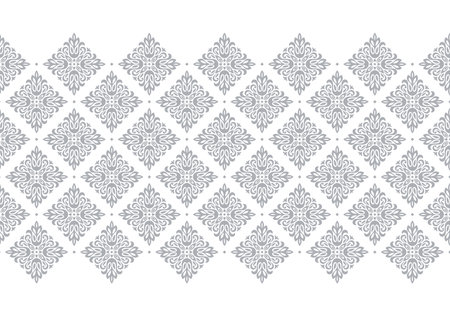 Wallpaper in the style of Baroque. Seamless vector background. White and gray floral ornament. Graphic pattern for fabric, wallpaper, packaging. Ornate Damask flower ornament.のイラスト素材