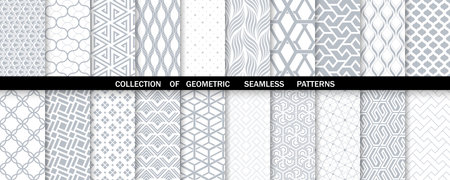 Geometric set of seamless gray and white patterns. Simpless vector graphics.のイラスト素材